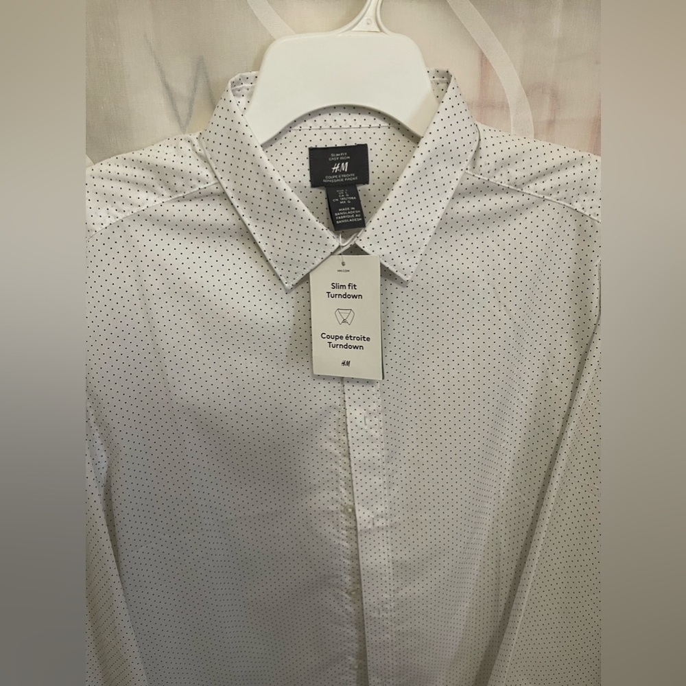 H&M elegant slim fit white and black shirt